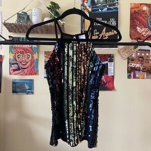 Black Multicolor Sequin Camisole